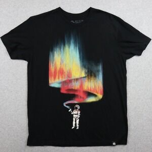Into The AM T-Shirt Mens L Spray Paint Astronaut Graphic Tee Black Short Sleeve